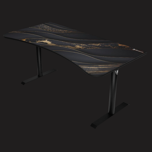 Arozzi Arena Ultrawide Curved Gaming Desk - Black Gold